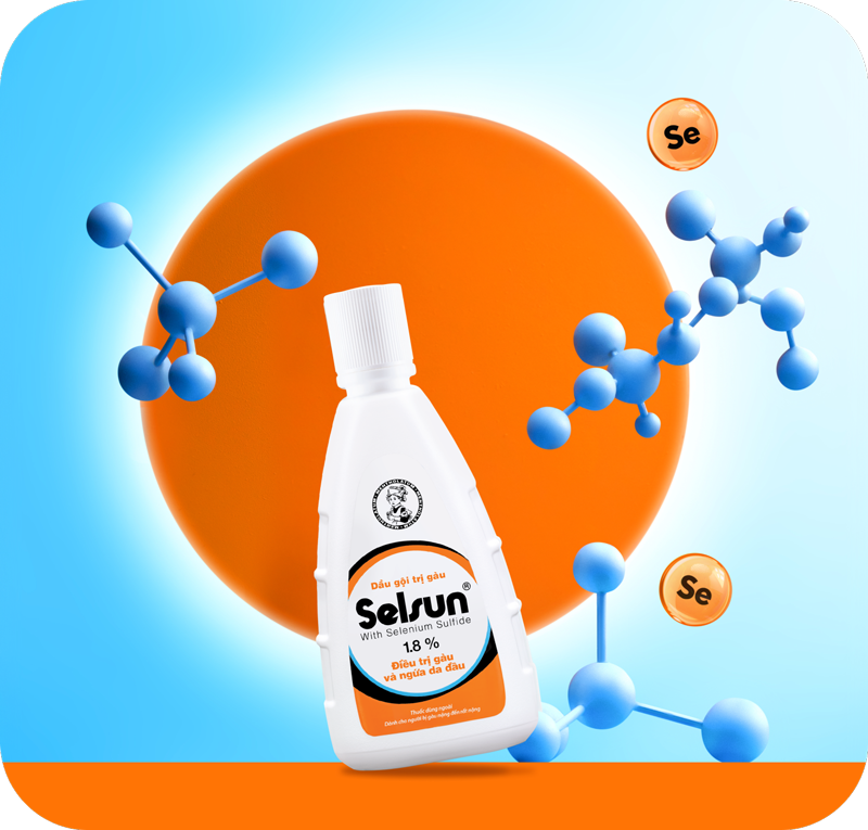Dầu gội Selsun 1.8% giải pháp làm sạch gàu và chăm sóc da đầu khỏe mạnh.
